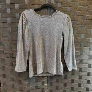 Whistles Puff Sleeve Blouse In Sparkles Silver